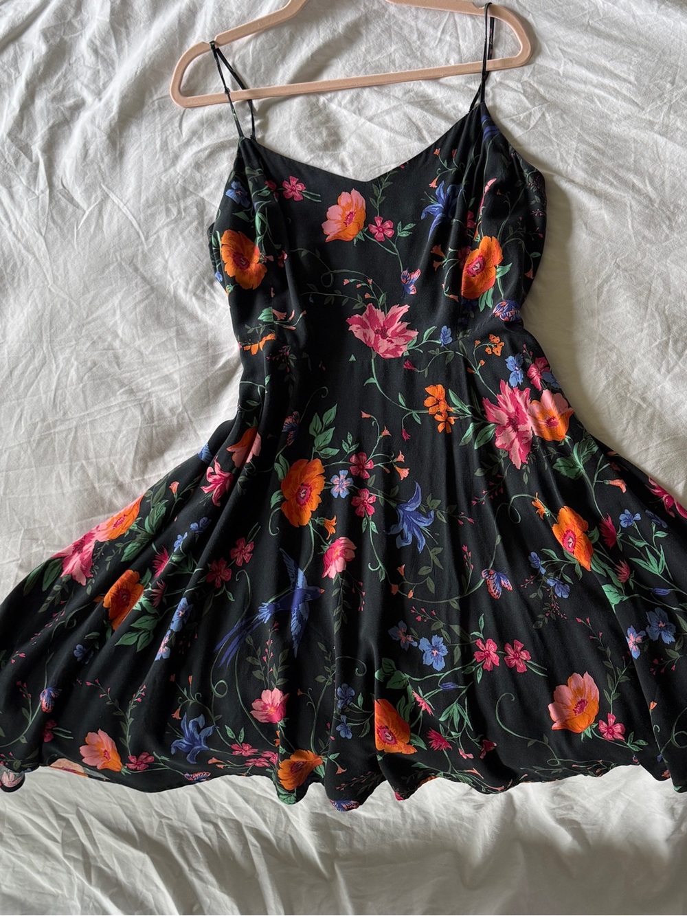 Old Navy Black Floral Maxi Dress | XL | Flowy Cotton | Spaghetti Strap